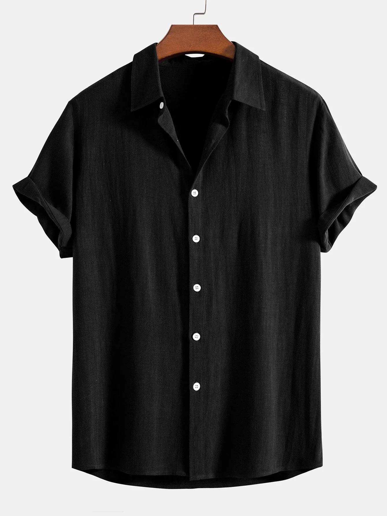 Dorian® | Linen Rayon Blend Button Up Shirt & Wrinkle Textured Straight Leg Pants - Image 12