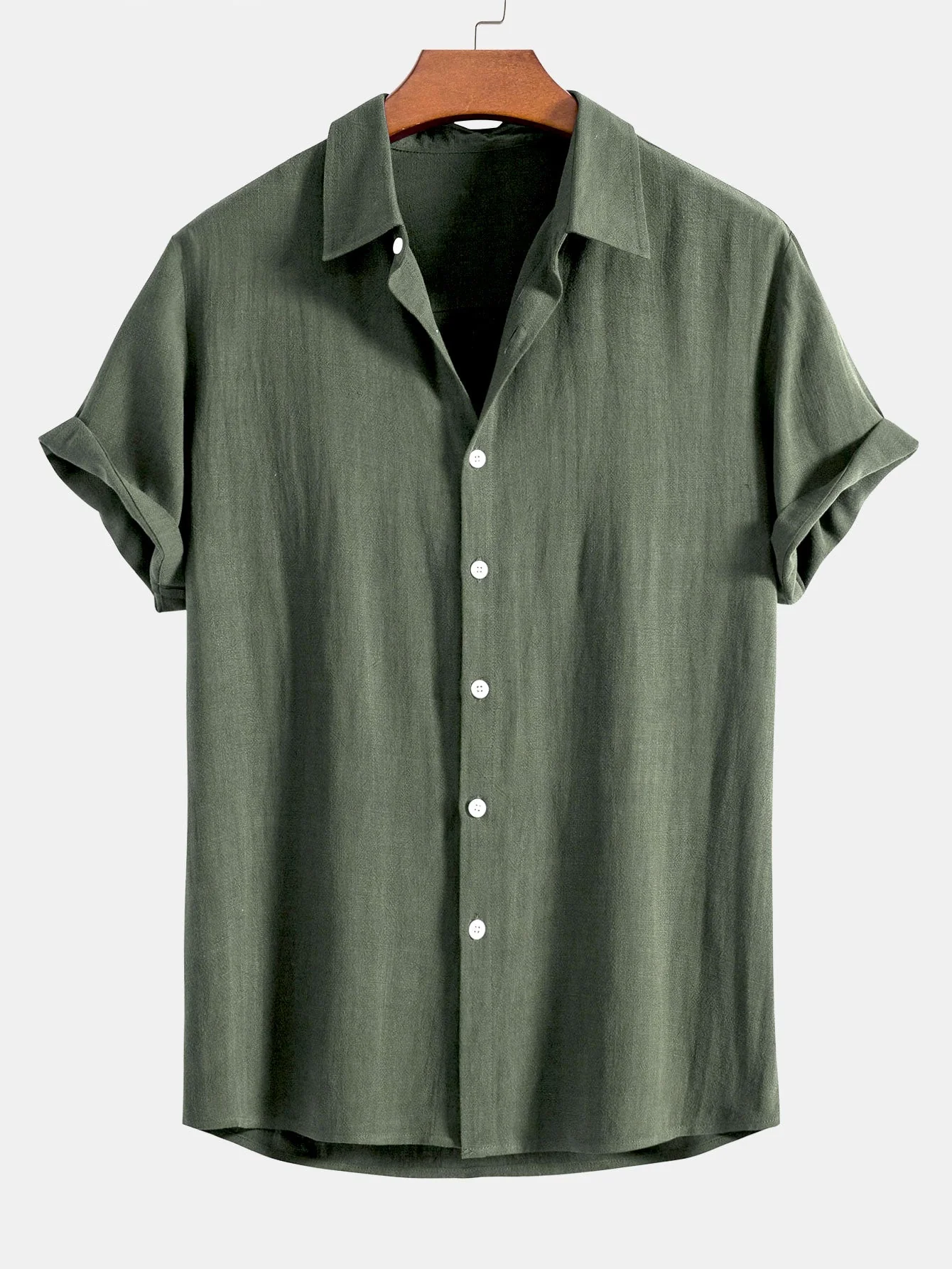 Dorian® | Linen Rayon Blend Button Up Shirt & Wrinkle Textured Straight Leg Pants - Image 13