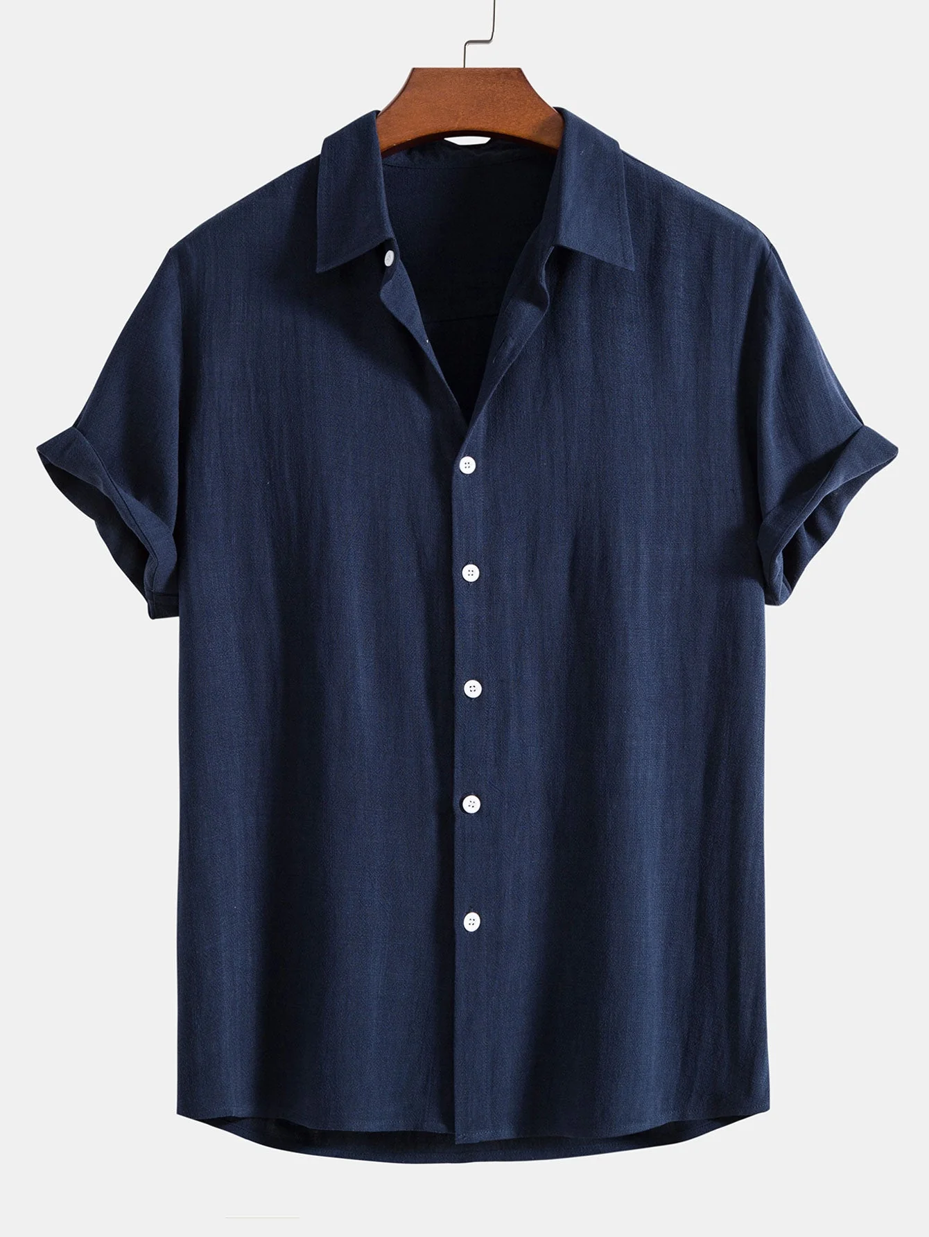 Dorian® | Linen Rayon Blend Button Up Shirt & Wrinkle Textured Straight Leg Pants - Image 8