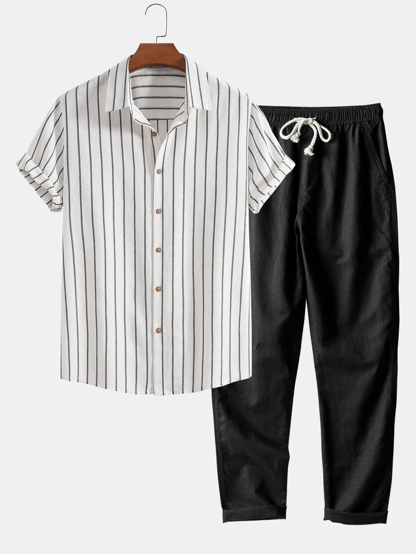 Dorian® | Striped Cotton Buttoned Shirt & Straight Linen Trousers - Image 4