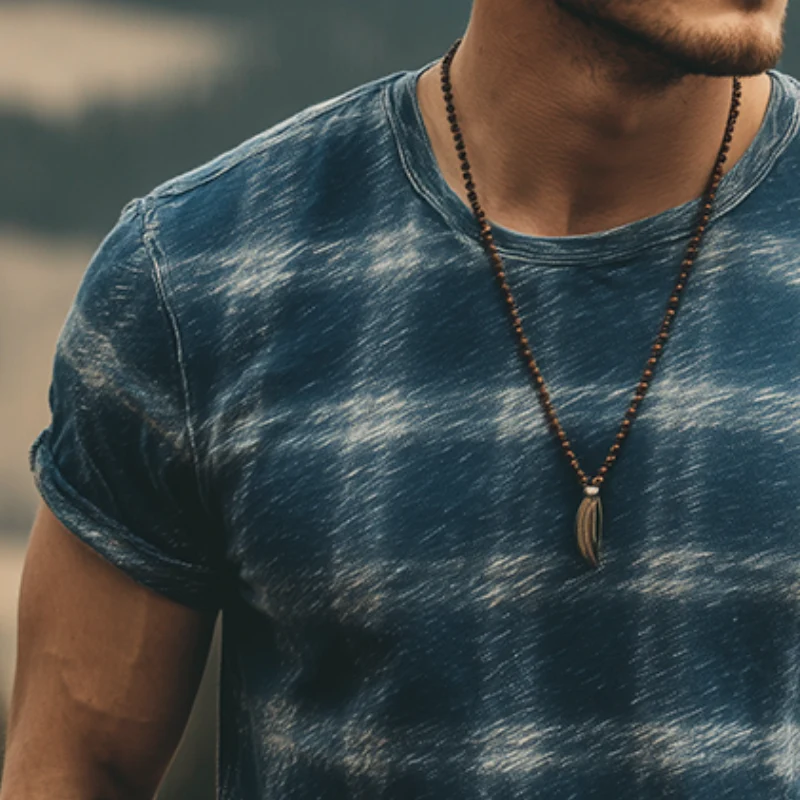 Douglas | Men'S Retro Casual Plaid Contrast Color Printed Round Neck Short Sleeve T-Shirt - Image 2