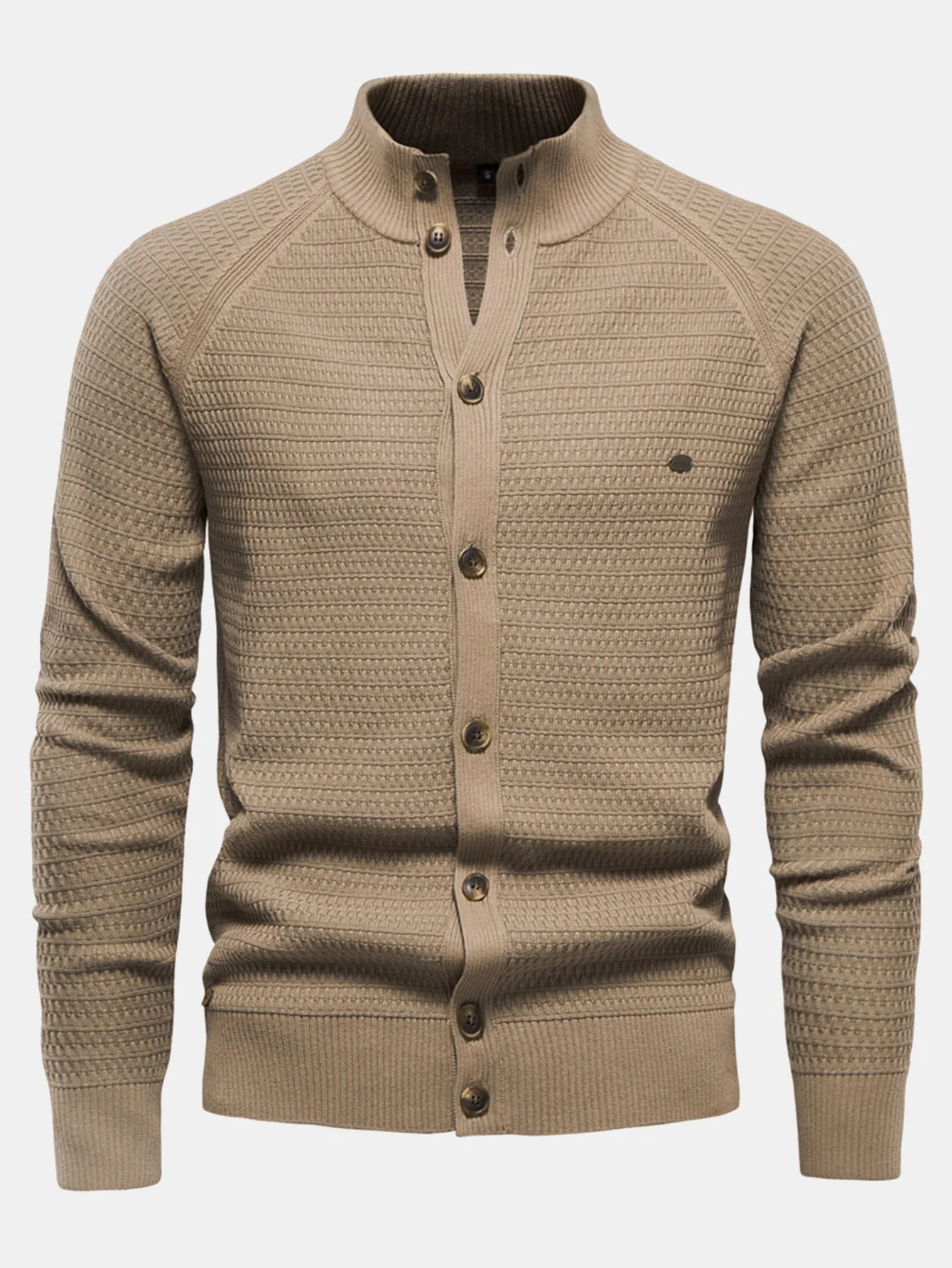 Dov® | Textured Stand Collar Button Up Sweater - Image 5