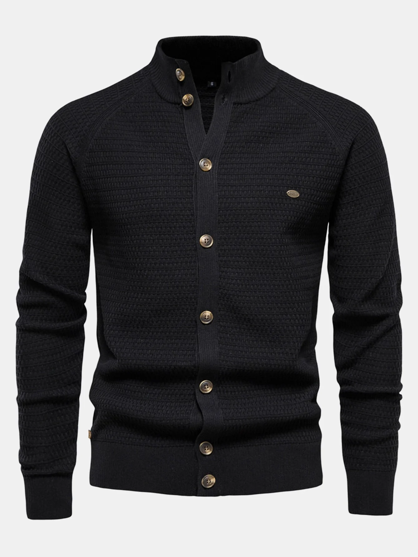 Dov® | Textured Stand Collar Button Up Sweater - Image 6