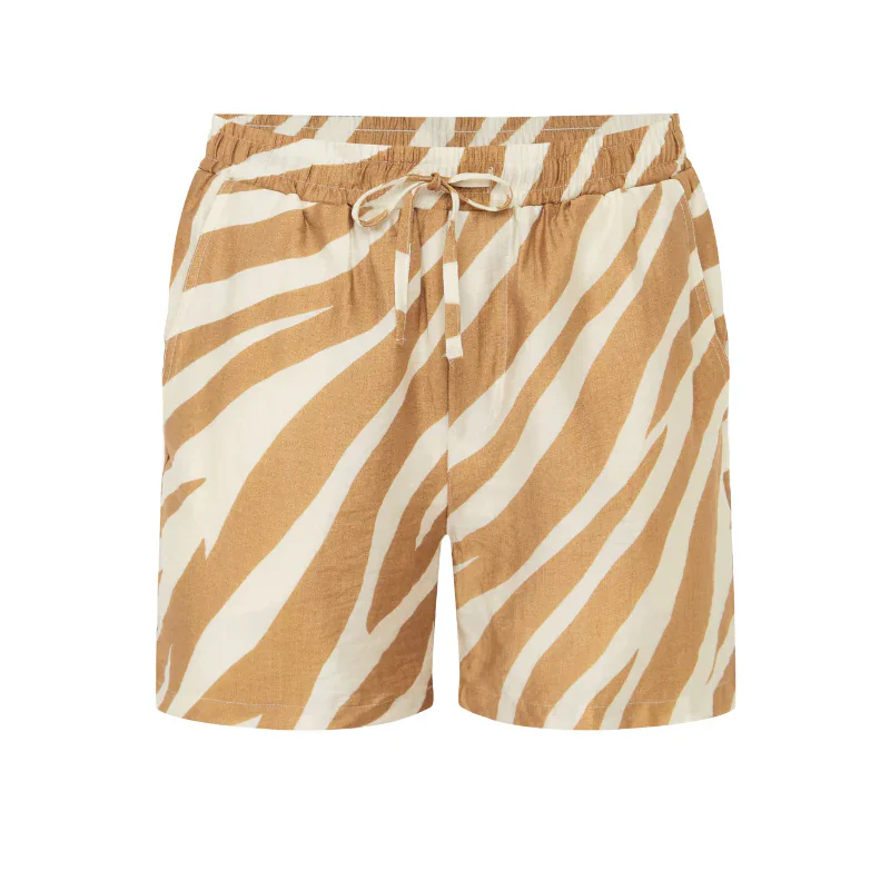 Drew | Men'S Spring And Summer Fashion Casual Zebra Stripe Printed Silk Cotton Short Sleeve Shirt Elastic Waist Shorts Set - Image 8