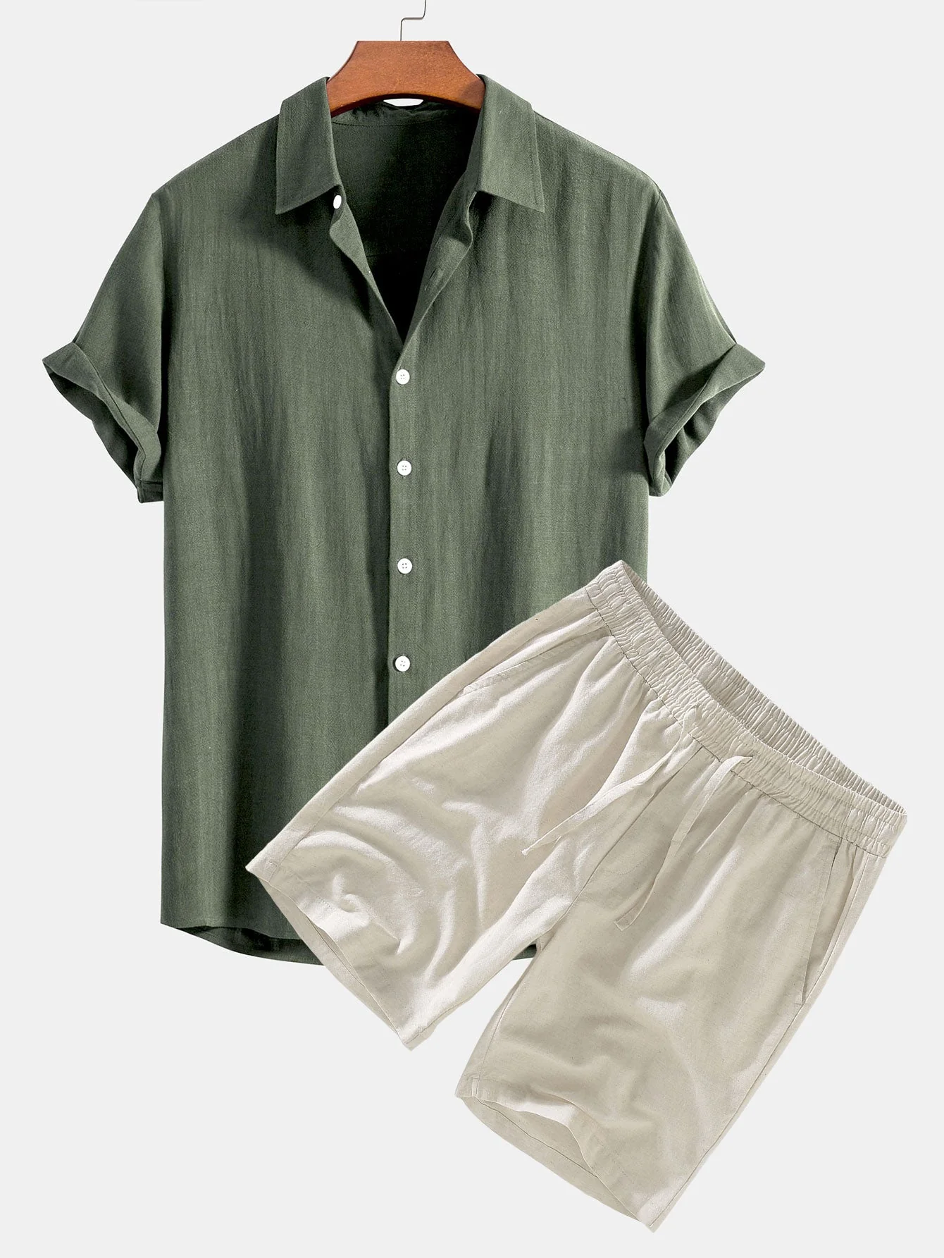 Duane® | Linen Rayon Blend Button Up Shirt & Linen Drawstring Shorts - Image 3