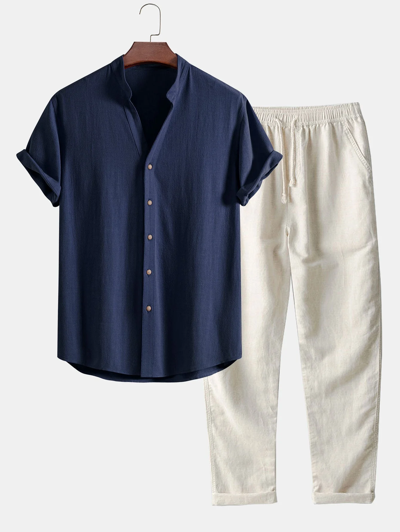 Duncan® | Linen Rayon V-Neck Shirt & Straight Leg Linen Pants - Image 2