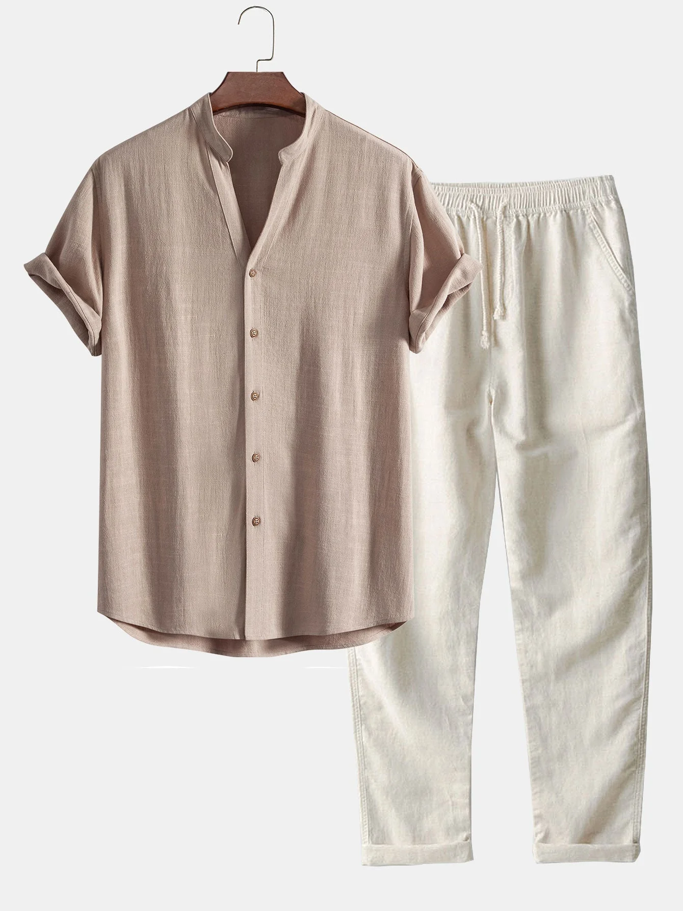 Duncan® | Linen Rayon V-Neck Shirt & Straight Leg Linen Pants - Image 3