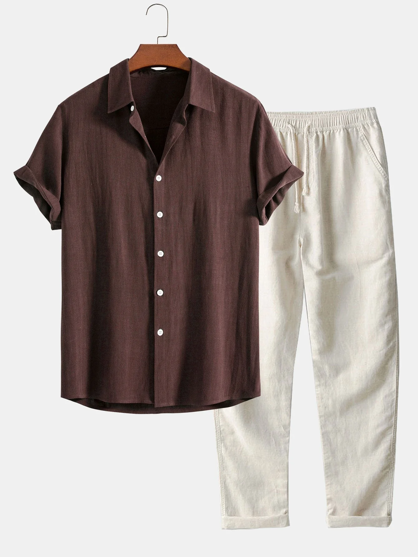 Dustin® | Linen Rayon Blend Shirt With Buttons & Straight Leg Linen Trousers - Image 2