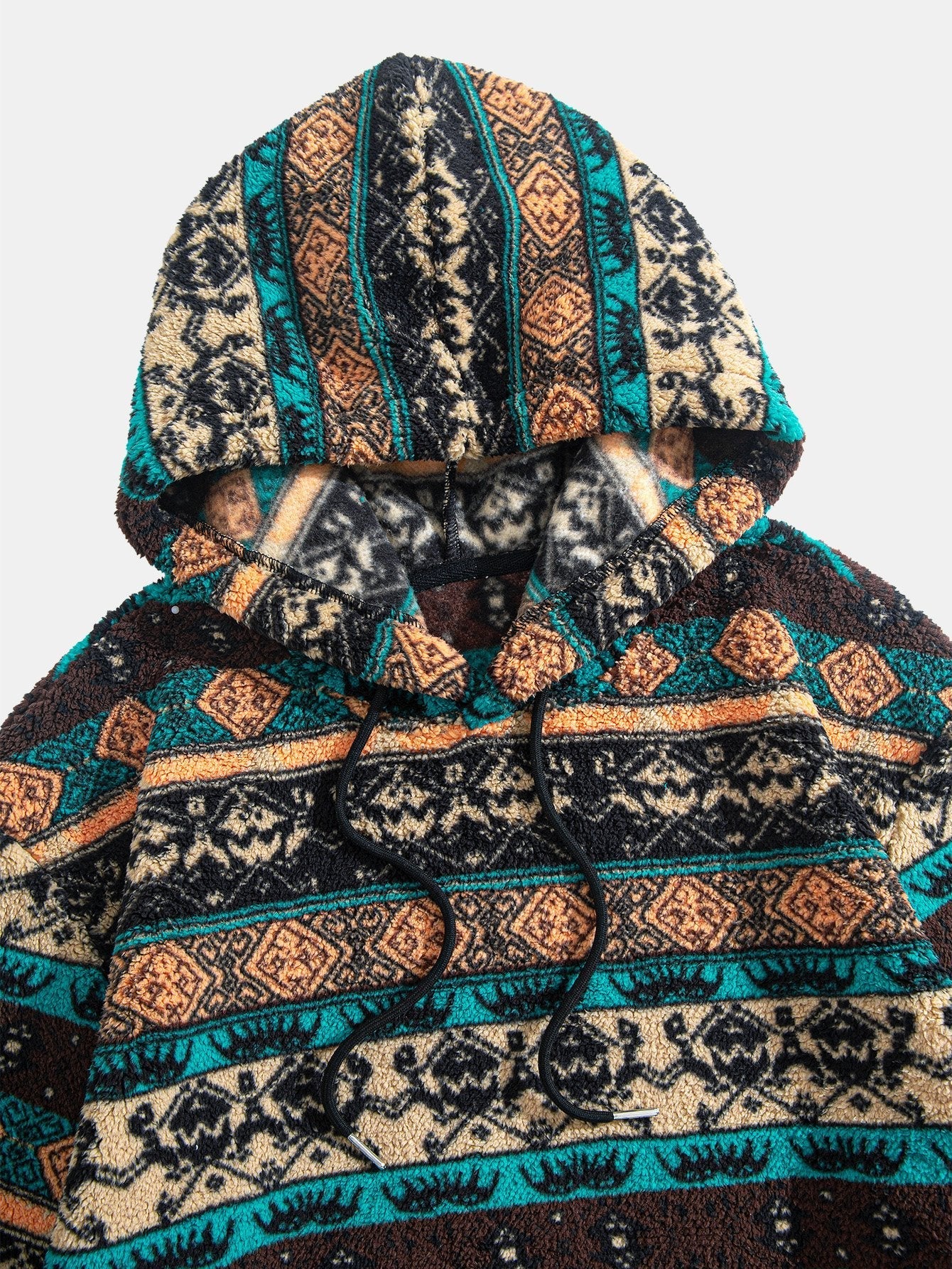 Dusty | Ethnic Geometric Teddy Fleece Hoodie - Image 3