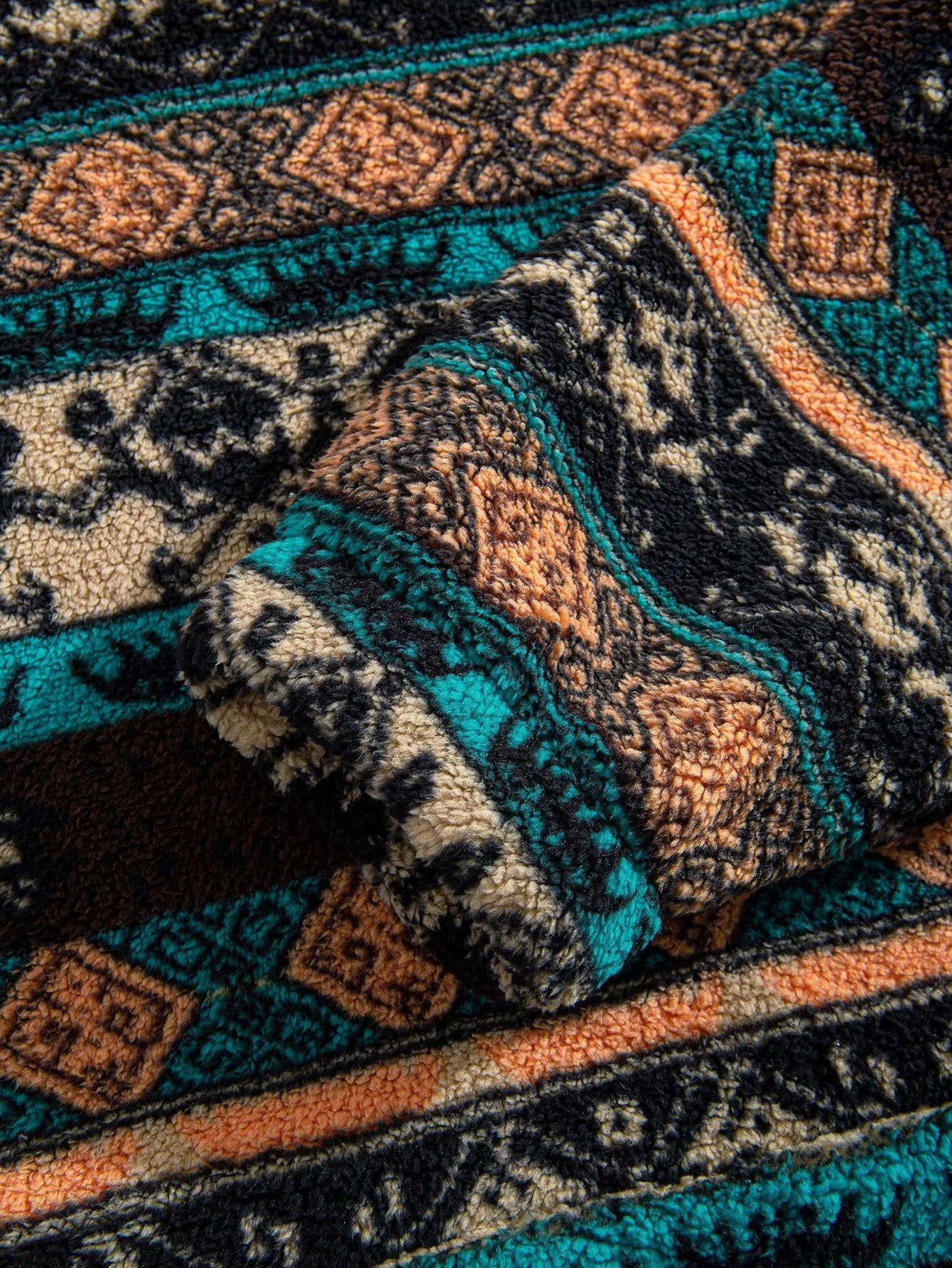 Dusty | Ethnic Geometric Teddy Fleece Hoodie - Image 4
