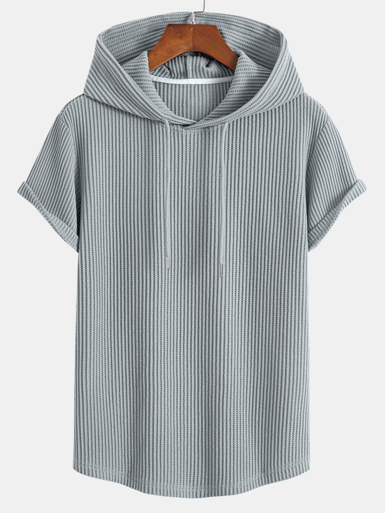 Earl® | Knitted Waffle Arc Hem Hooded T-Shirt & Drawstring Waffle Shorts - Image 6