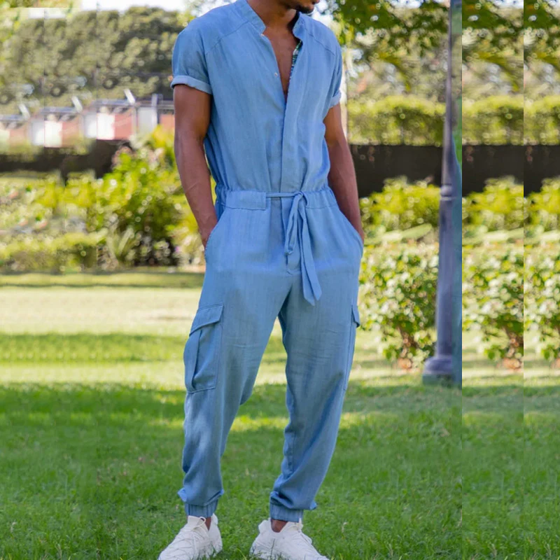 Earl | Men'S Casual Round Neck Short-Sleeved Trousers Loose Jumpsuit - Image 3