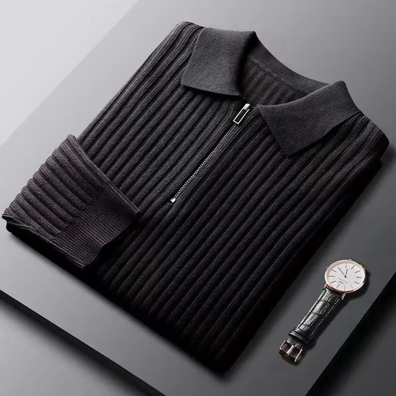 Edelmiro® | Lightweight Long-Sleeved Striped Polo Shirt - Image 6