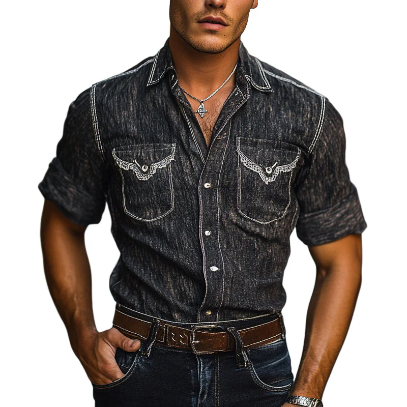 Edward | Men'S Blended Tencel Lapel Multi-Pocket Short-Sleeved Shirt