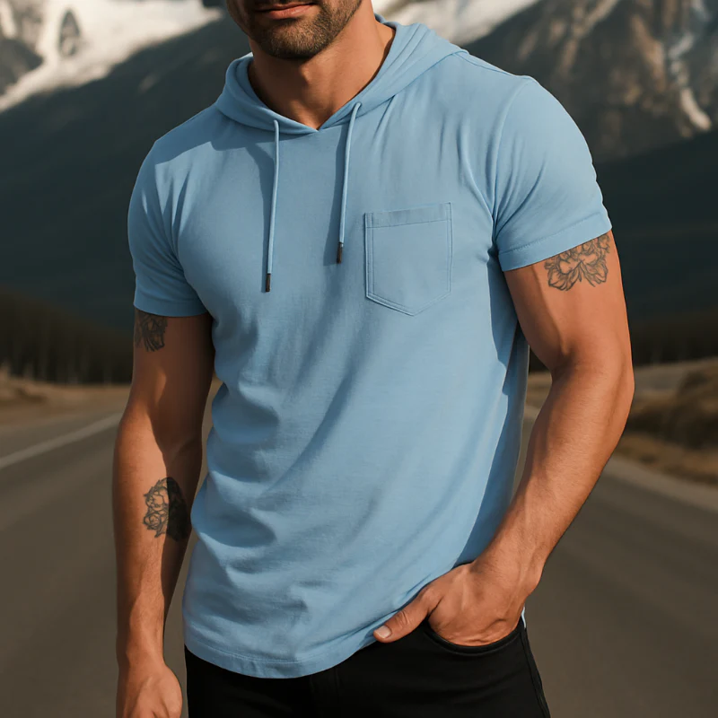 Edward | Men'S Retro Casual Cotton Hooded Short Sleeve T-Shirt - Image 2