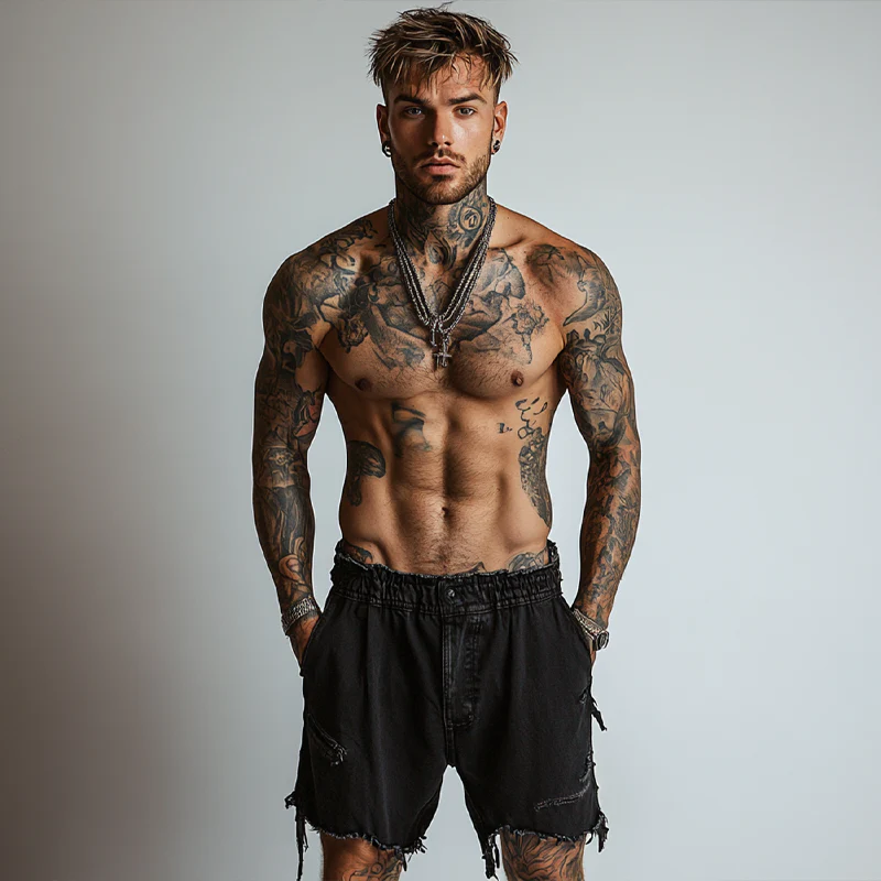 Edwin | Men'S Solid Color Ripped Denim Shorts - Image 3
