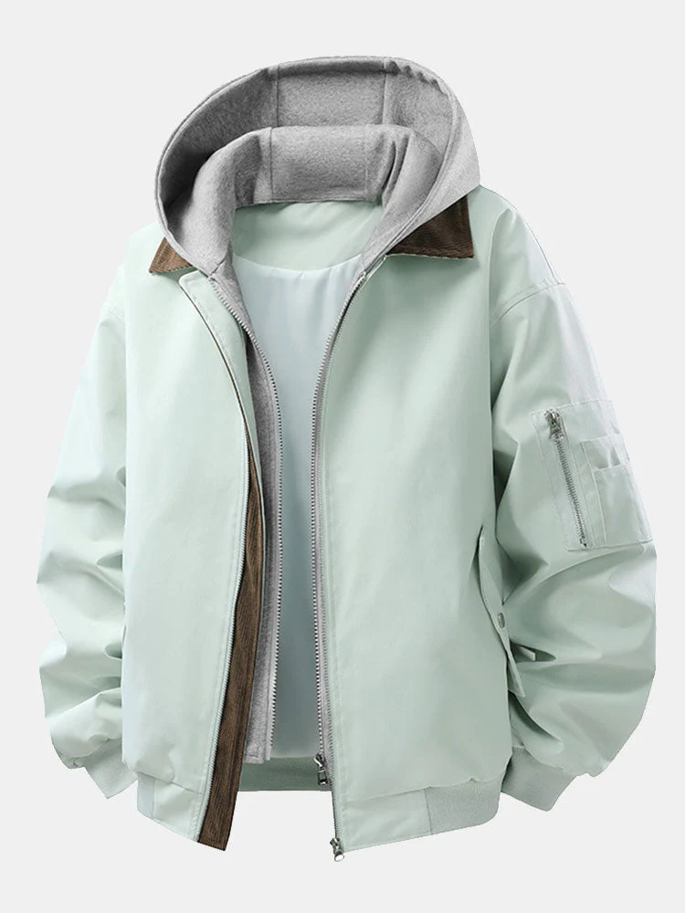Efraín® | Relax Fit Contrast Corduroy Bomber Jacket With Detachable Hood - Image 5