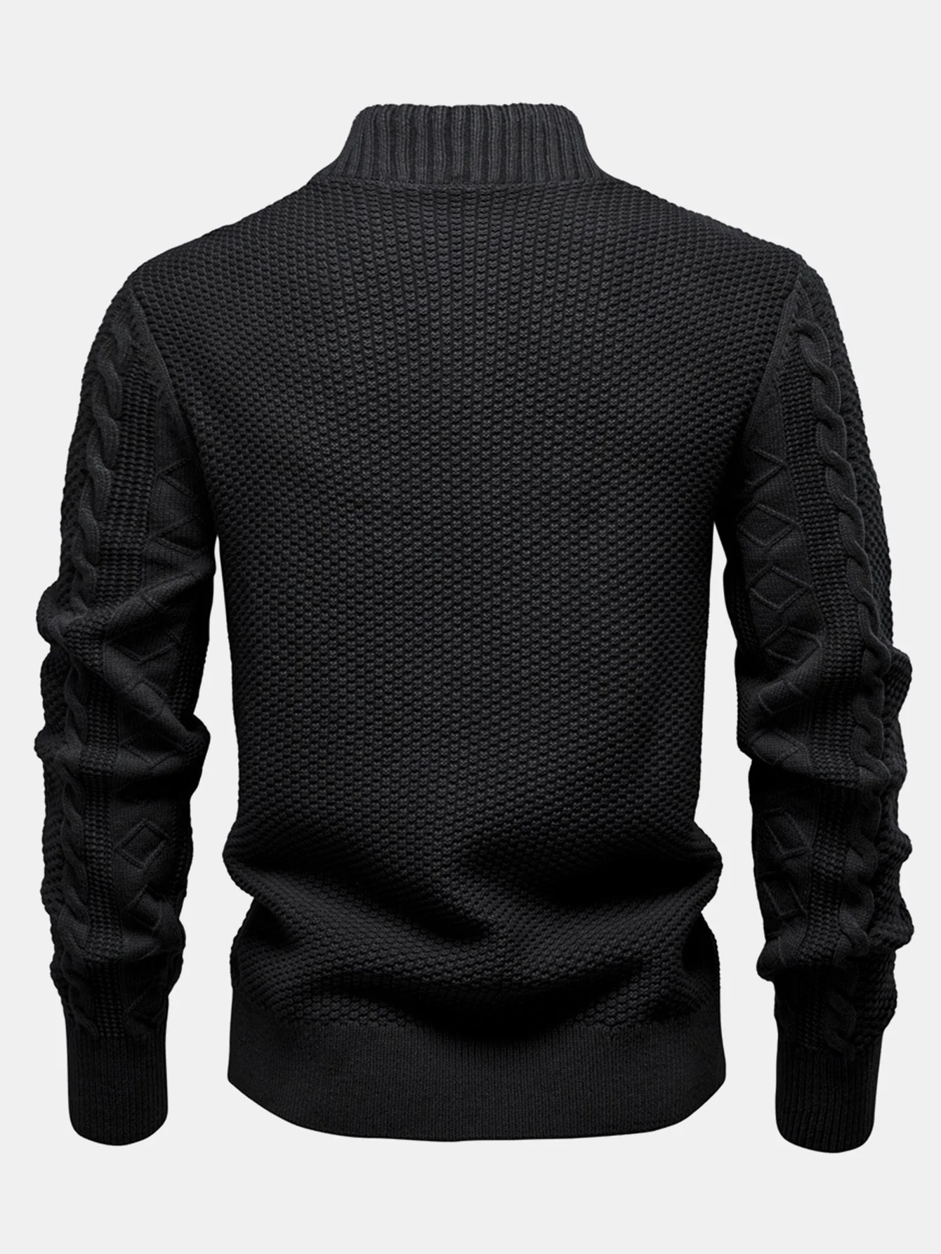Eladio® | Twist Jacquard Zipper Stand Collar Sweater - Image 4
