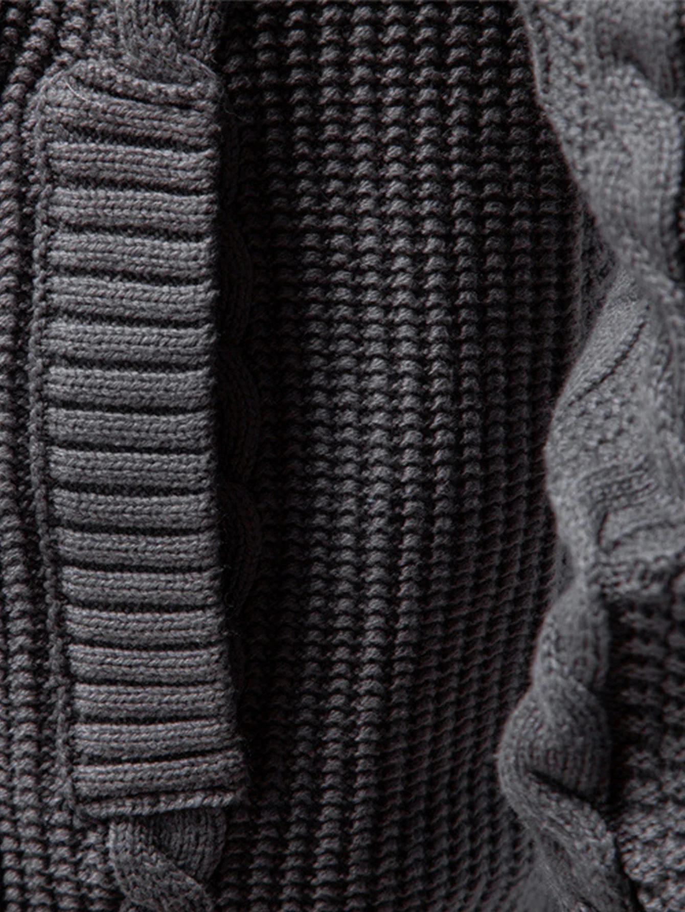 Eladio® | Twist Jacquard Zipper Stand Collar Sweater - Image 7