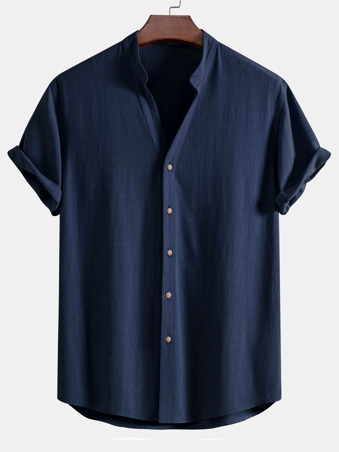 Eli® | Short Sleeve V Neck Linen Rayon Blend Shirt & Wrinkle Textured Straight Leg Pants - Image 10
