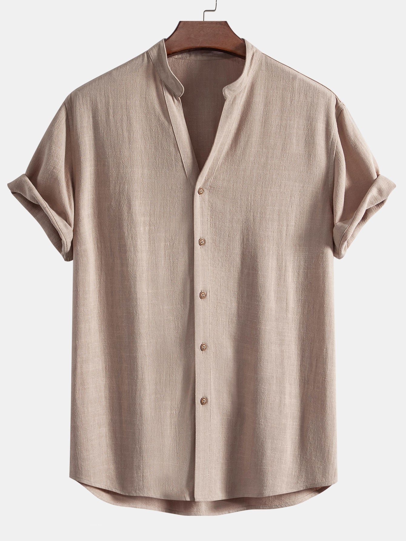 Eli® | Short Sleeve V Neck Linen Rayon Blend Shirt & Wrinkle Textured Straight Leg Pants - Image 12