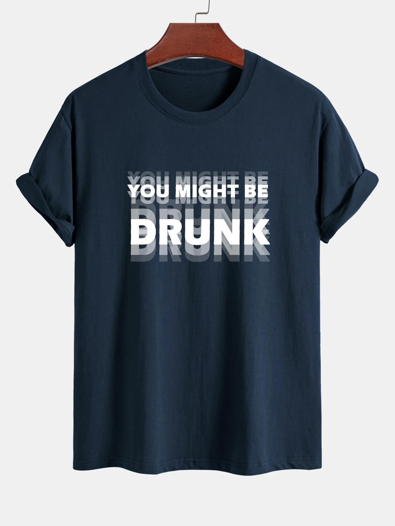 Elijah® | Regular Fit You Might Be Drunk Print Cotton T-Shirt - Image 4