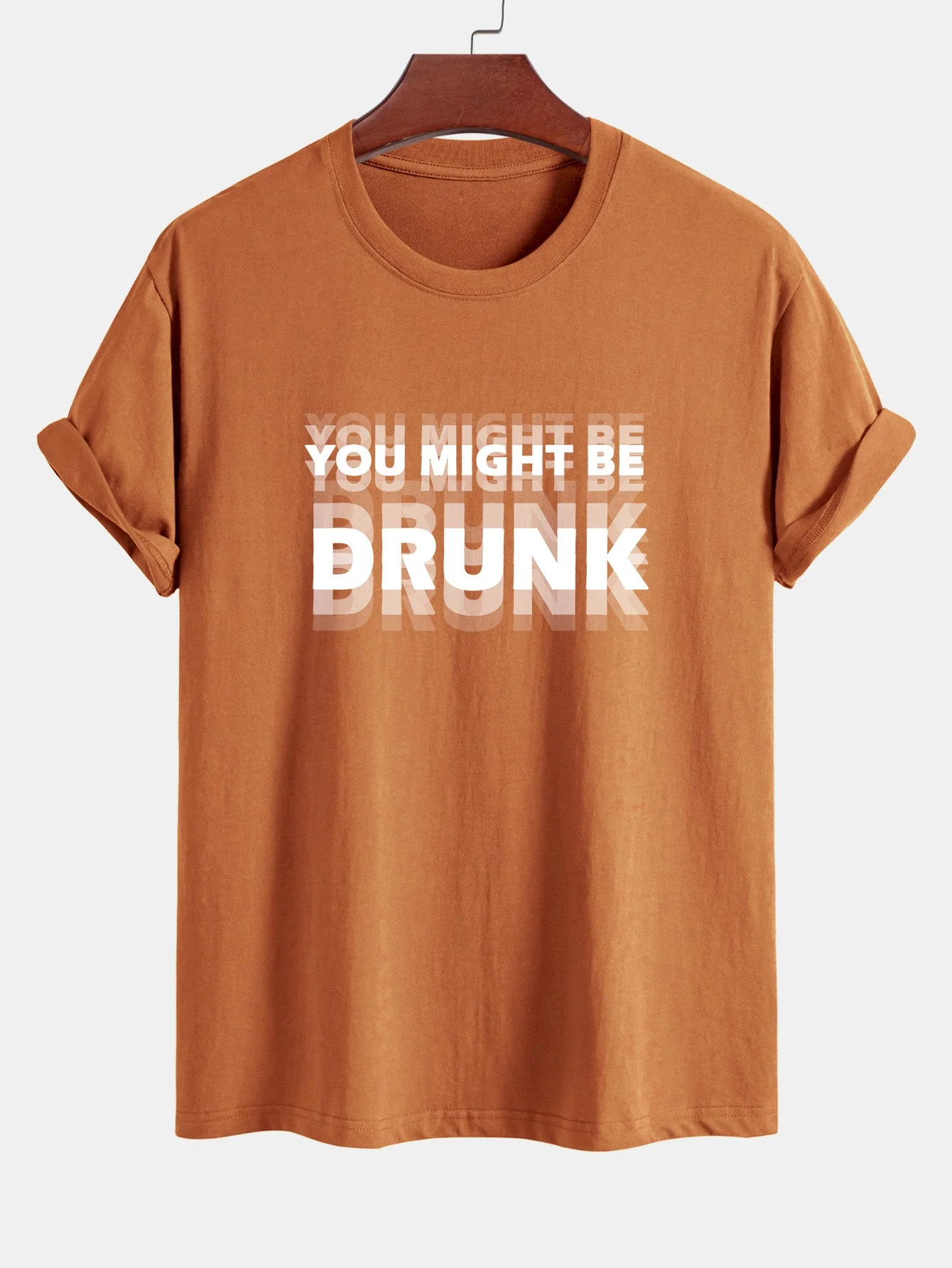 Elijah® | Regular Fit You Might Be Drunk Print Cotton T-Shirt - Image 5