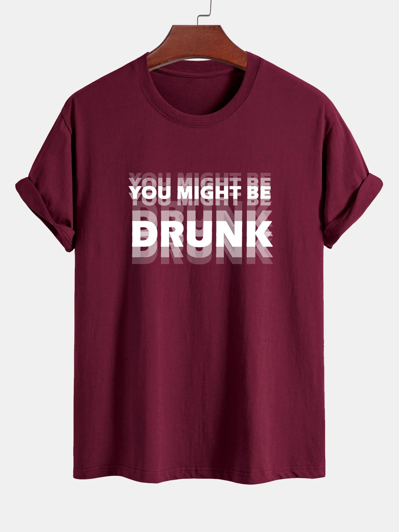 Elijah® | Regular Fit You Might Be Drunk Print Cotton T-Shirt - Image 7