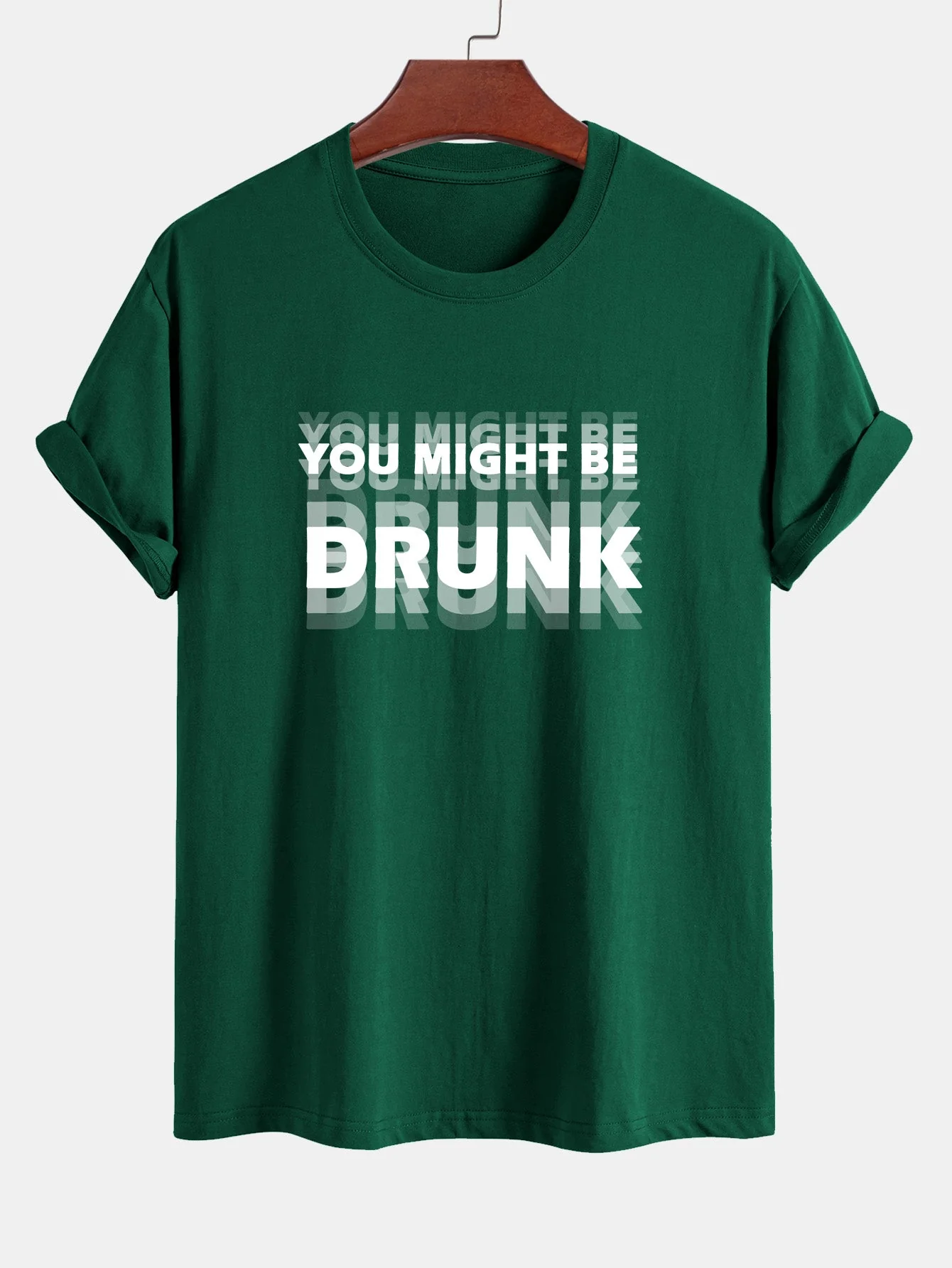 Elijah® | Regular Fit You Might Be Drunk Print Cotton T-Shirt - Image 8