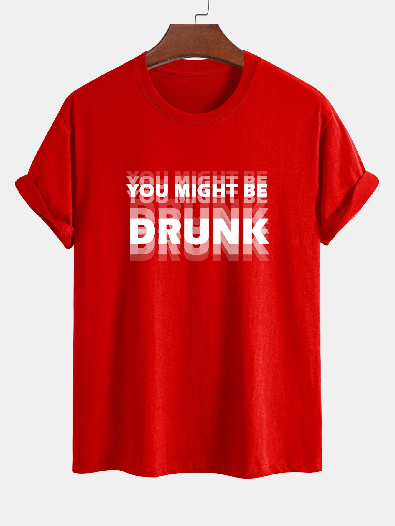 Elijah® | Regular Fit You Might Be Drunk Print Cotton T-Shirt - Image 9