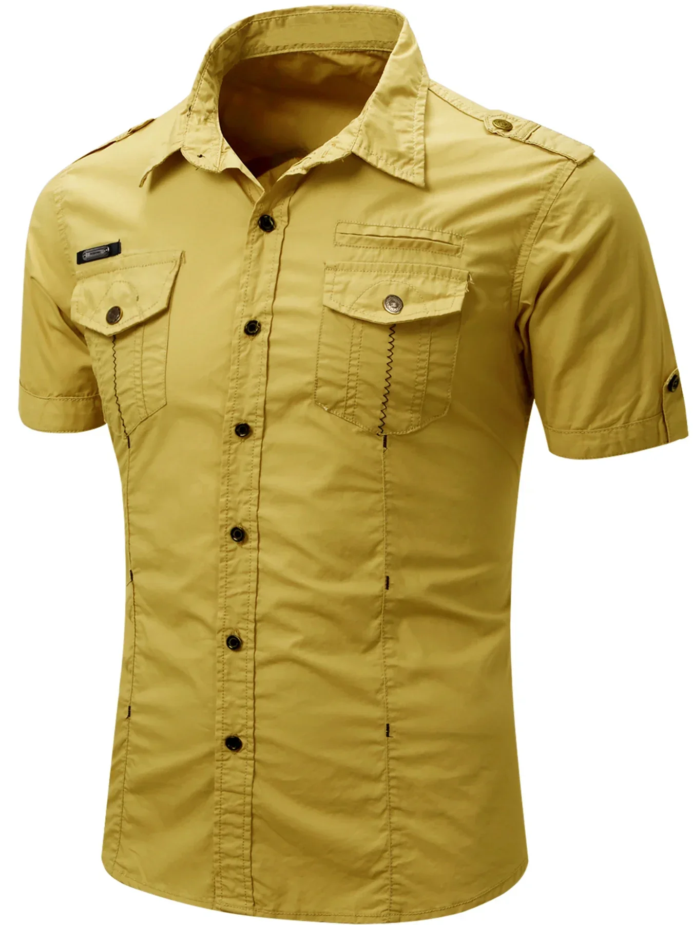 Elijah | Short Sleeved Cotton Cargo Shirt - Image 10