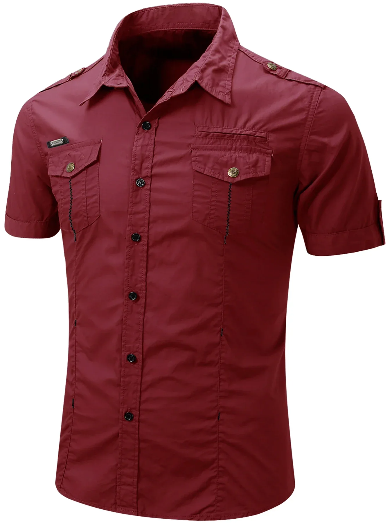 Elijah | Short Sleeved Cotton Cargo Shirt - Image 11