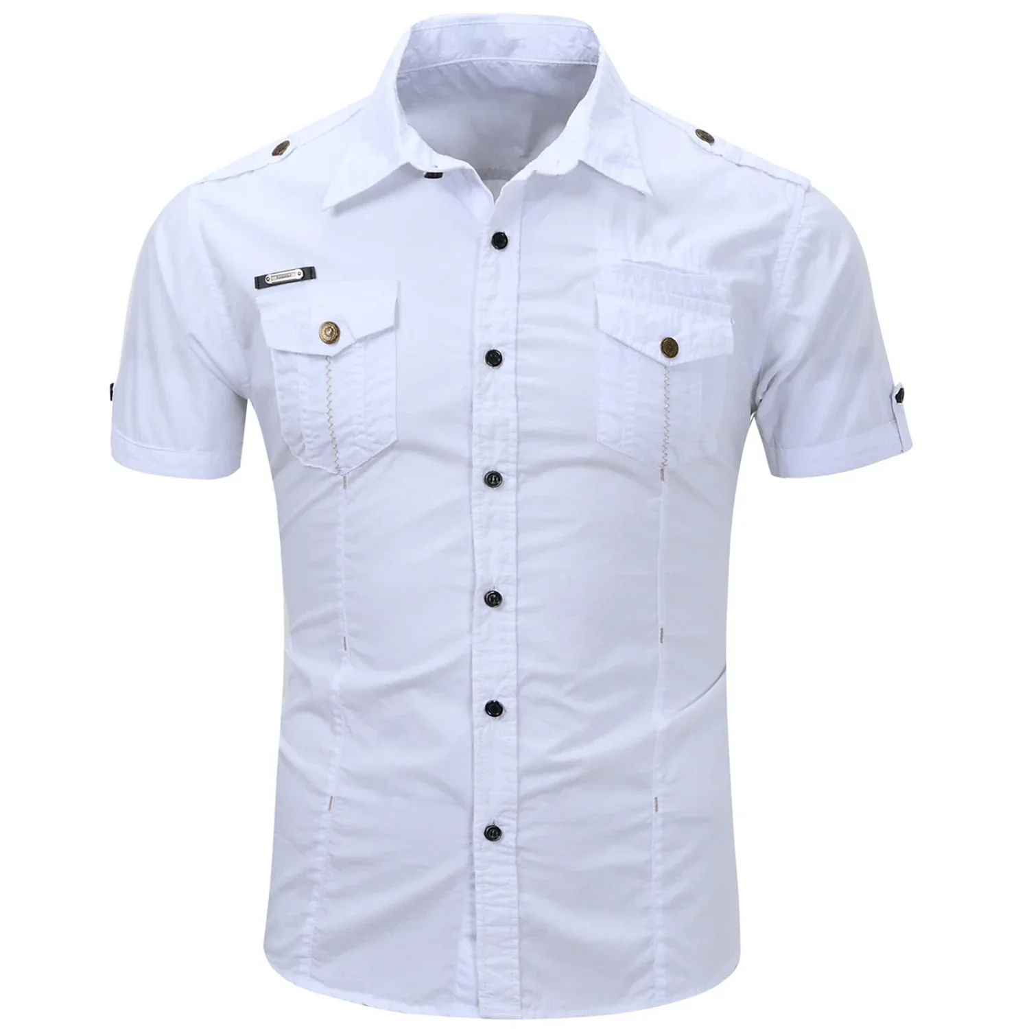Elijah | Short Sleeved Cotton Cargo Shirt - Image 2