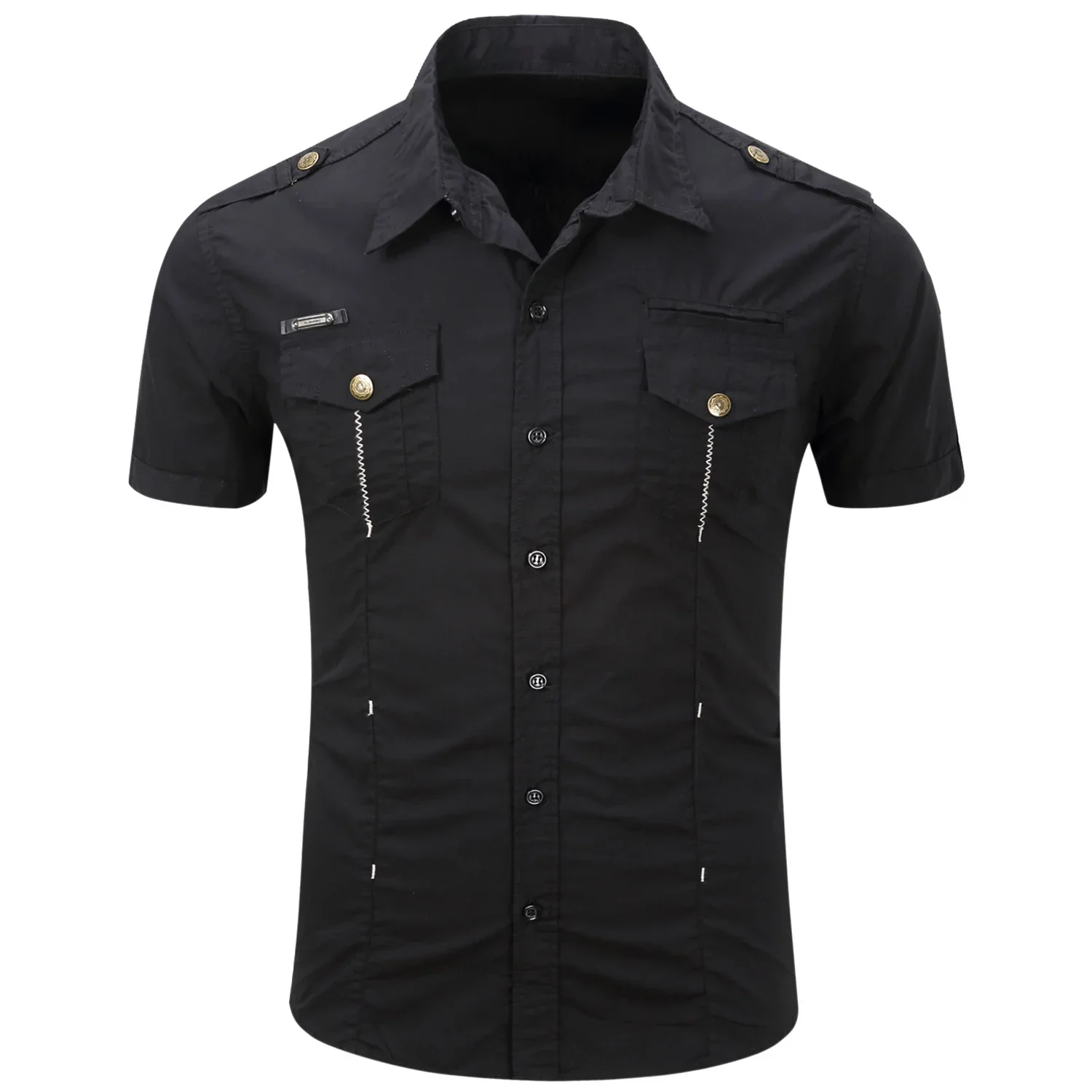 Elijah | Short Sleeved Cotton Cargo Shirt - Image 5