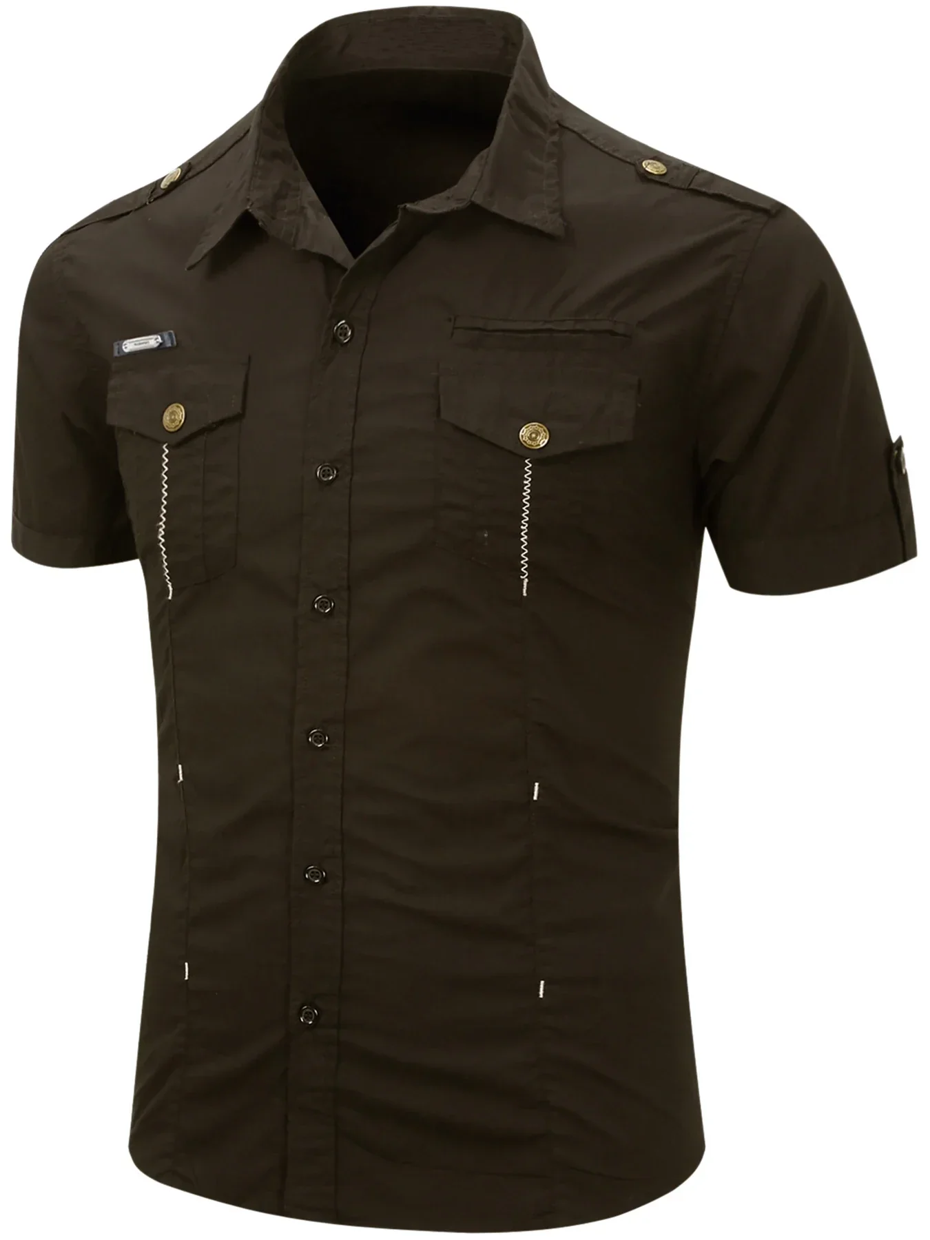 Elijah | Short Sleeved Cotton Cargo Shirt - Image 6
