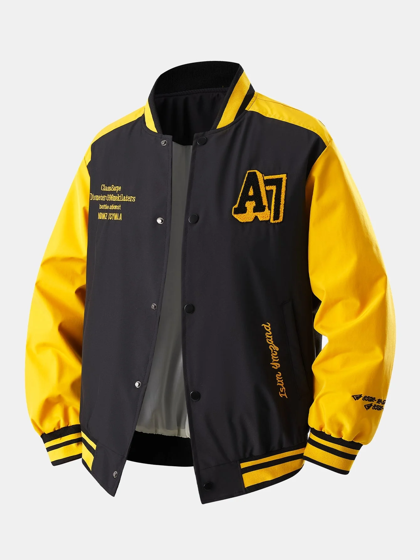 Eliseo® | Relax Fit Contrast Embroidery Baseball Jacket - Image 13