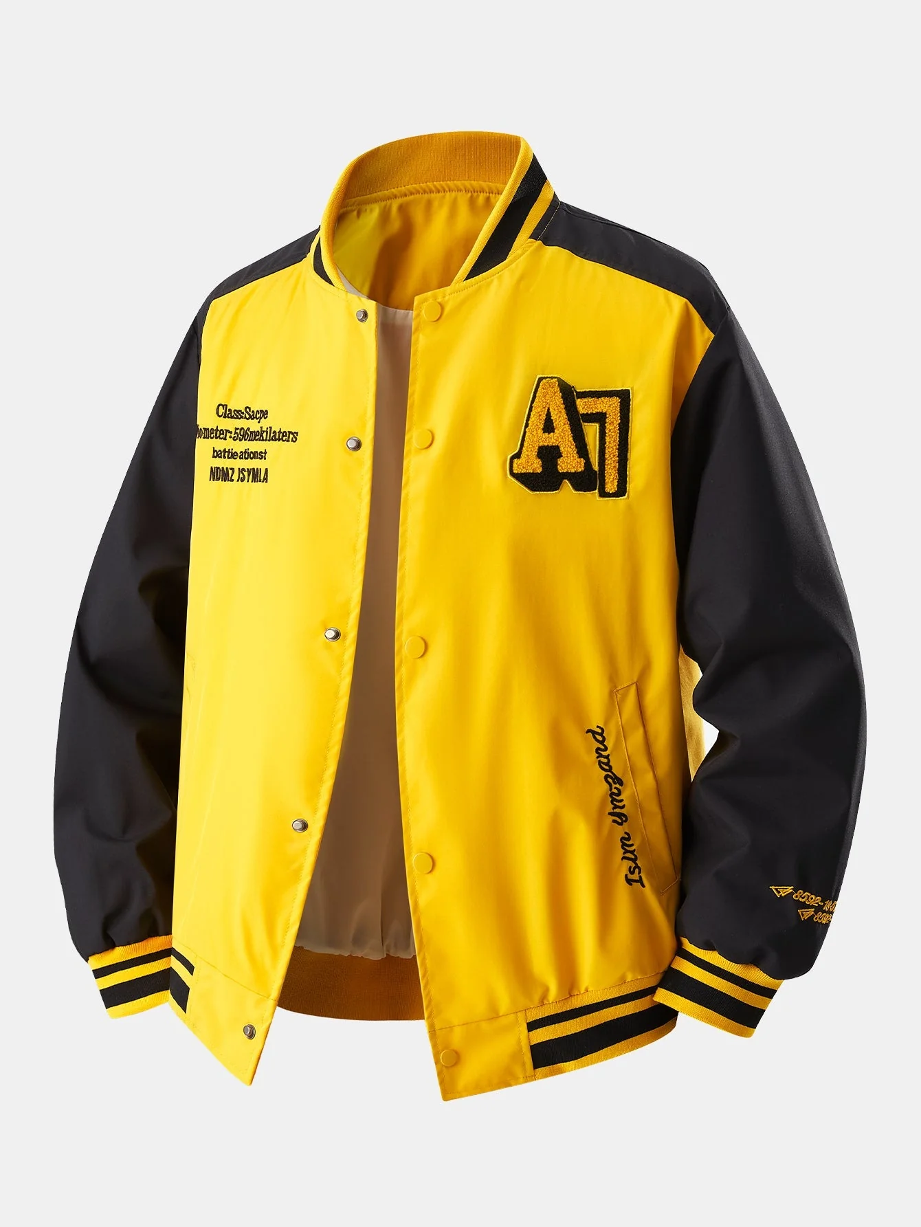 Eliseo® | Relax Fit Contrast Embroidery Baseball Jacket - Image 15