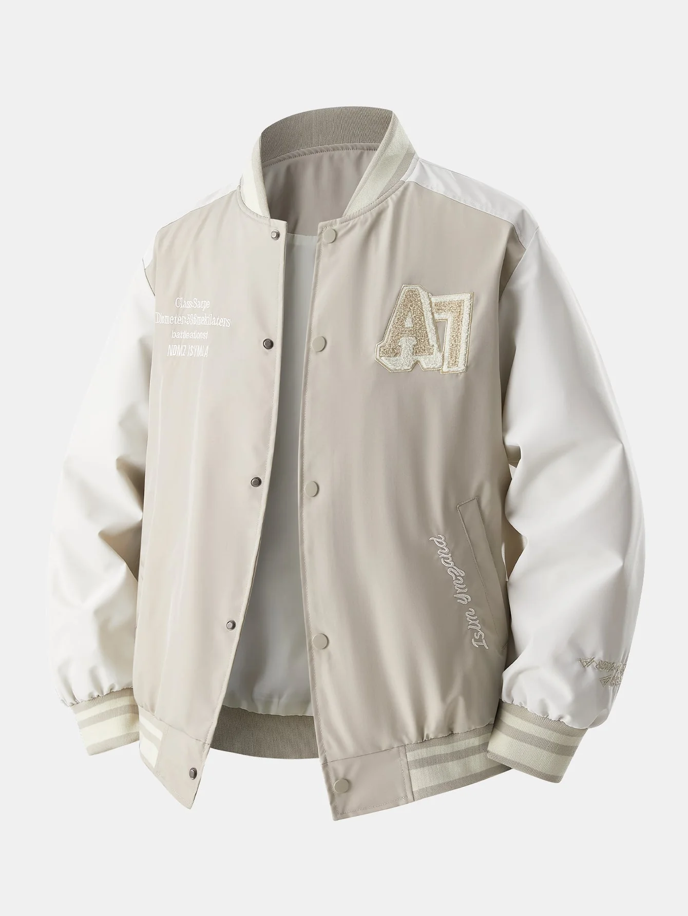 Eliseo® | Relax Fit Contrast Embroidery Baseball Jacket - Image 17