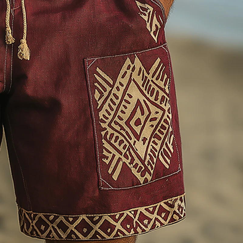 Ernesto | Men'S Summer Fashion Simple Printed Linen Casual Shorts - Image 4
