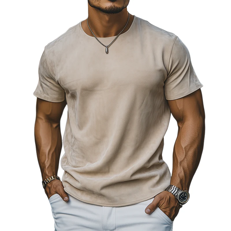 Esteban | Men'S Spring And Summer Casual Thin Suede Round Neck Short Sleeve T-Shirt