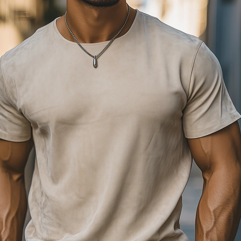 Esteban | Men'S Spring And Summer Casual Thin Suede Round Neck Short Sleeve T-Shirt - Image 6