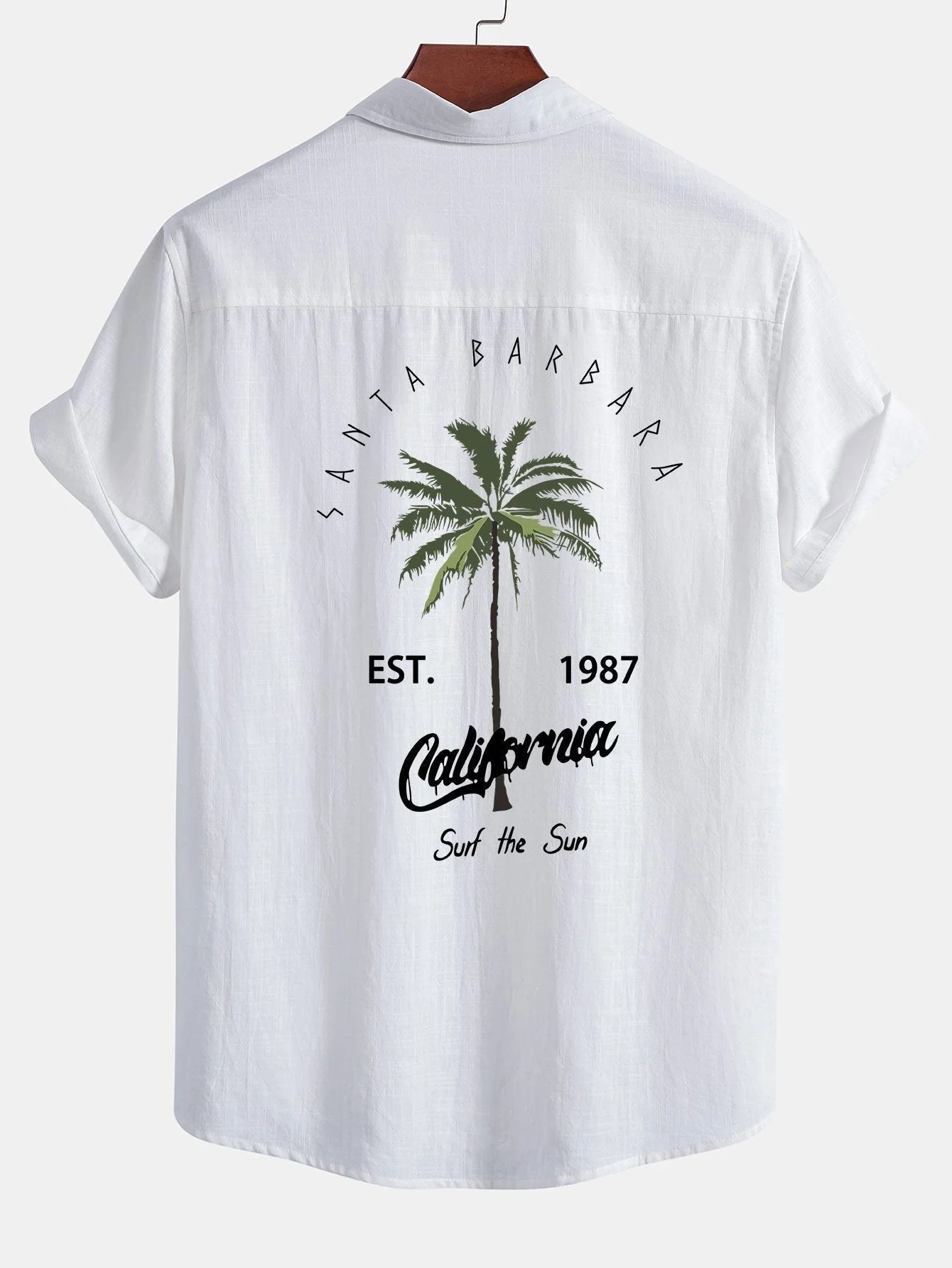 Eugenio® | Palm Tree Print Linen Look Cotton Button Up Shirt & Swim Shorts - Image 4