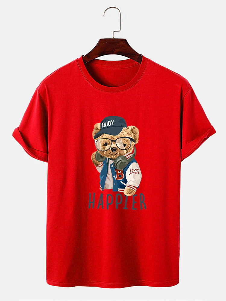 Eusebio® | Baseball Jacket Bear Slogan Print T-Shirt - Image 10