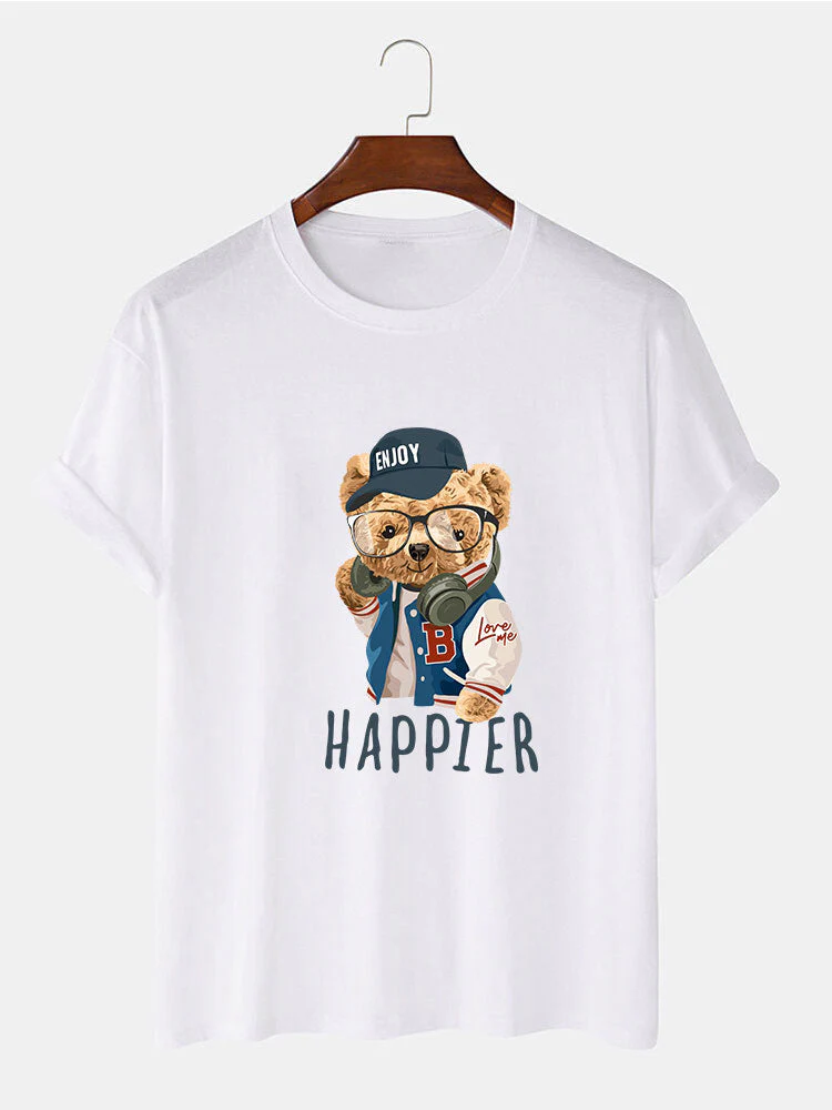 Eusebio® | Baseball Jacket Bear Slogan Print T-Shirt - Image 2