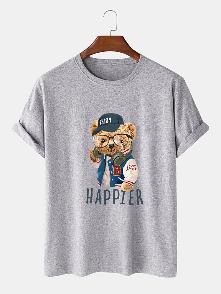 Eusebio® | Baseball Jacket Bear Slogan Print T-Shirt - Image 5