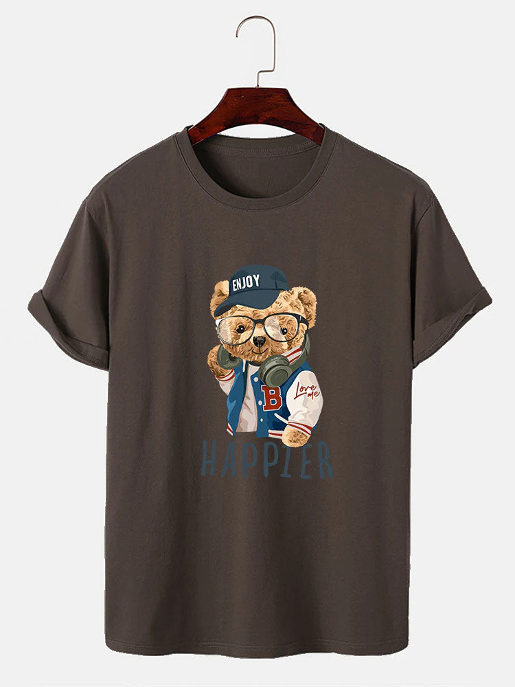 Eusebio® | Baseball Jacket Bear Slogan Print T-Shirt - Image 6