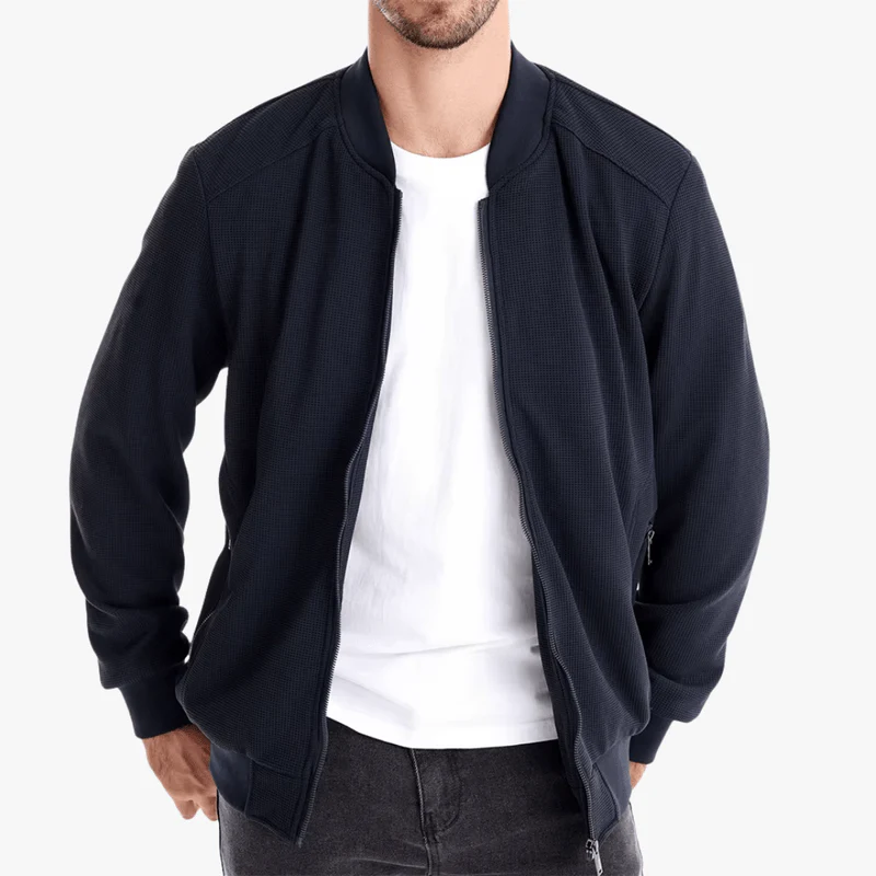 Eusebius | Men Waffle Bomber Jacket – Lightweight & Breathable - Textured Knit - Image 2