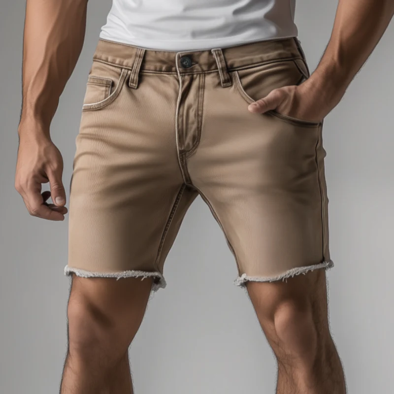 Evan | Men'S Casual Outdoor Washed Distressed Raw Edge Slim Fit Denim Shorts - Image 3