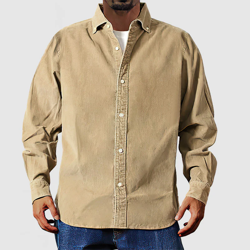 Ewan® | Classic Beige Corduroy Shirt - Image 3