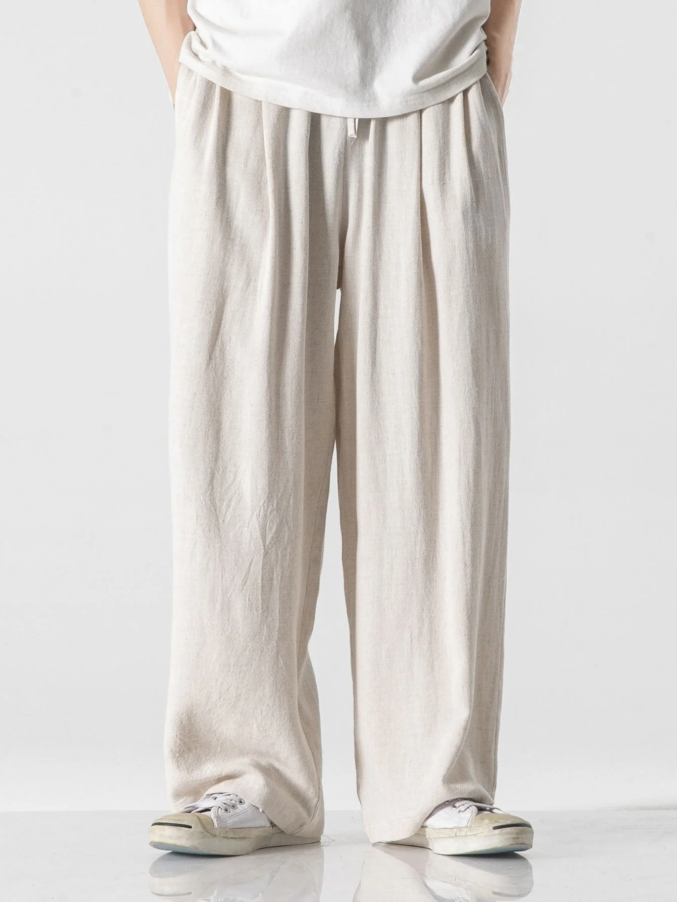 Ewan® | Wide Relax Fit Trousers In Linen And Cotton Mix - Image 2
